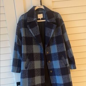 Greylin Navy and Light Blue Checkered Pea Coat size M